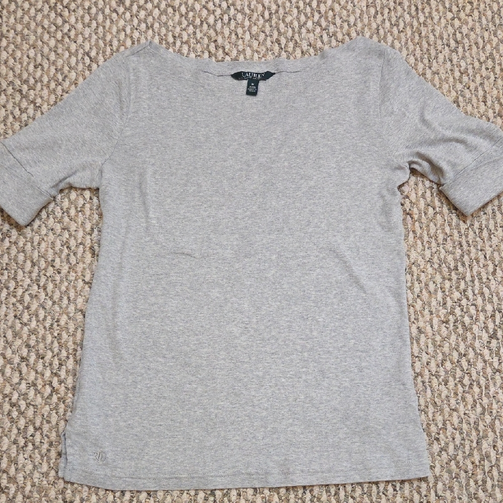 Ralph LAUREN Casual Light Gray Short Sleeve Tee